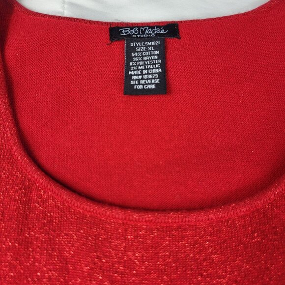 Bob Mackie Metallic Knit Sleeveless Top Tank Special Occasion Red XL - Picture 3 of 7